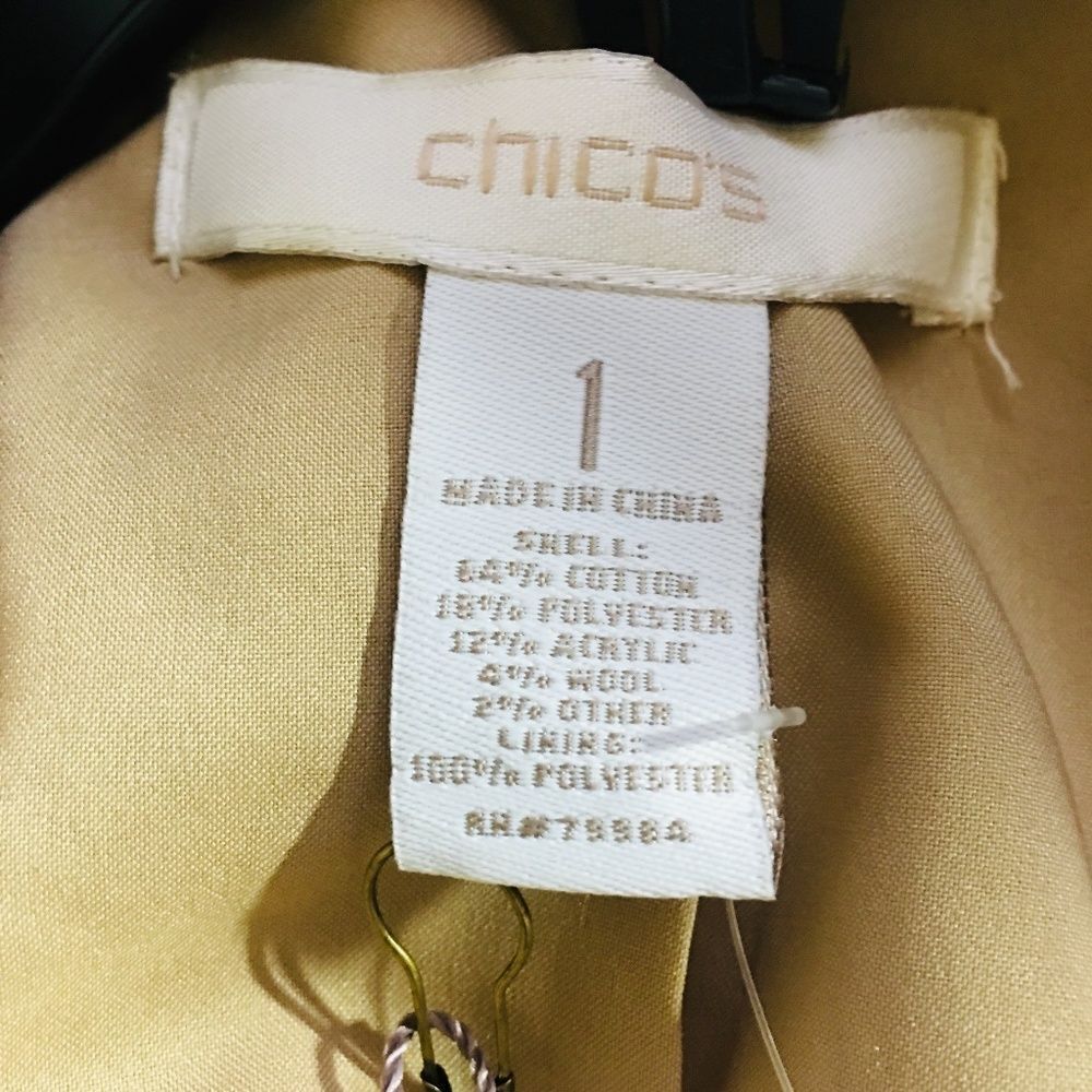 Chicos Womens Size 1 Medium Brown Tan Gold Tweed Lined Blazer Jacket NWOT Chic - Picture 6 of 8